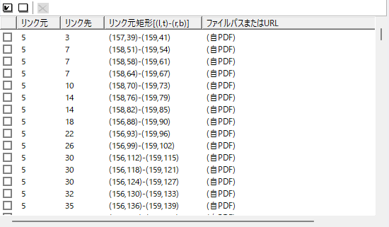 リンク注釈のリスト表示