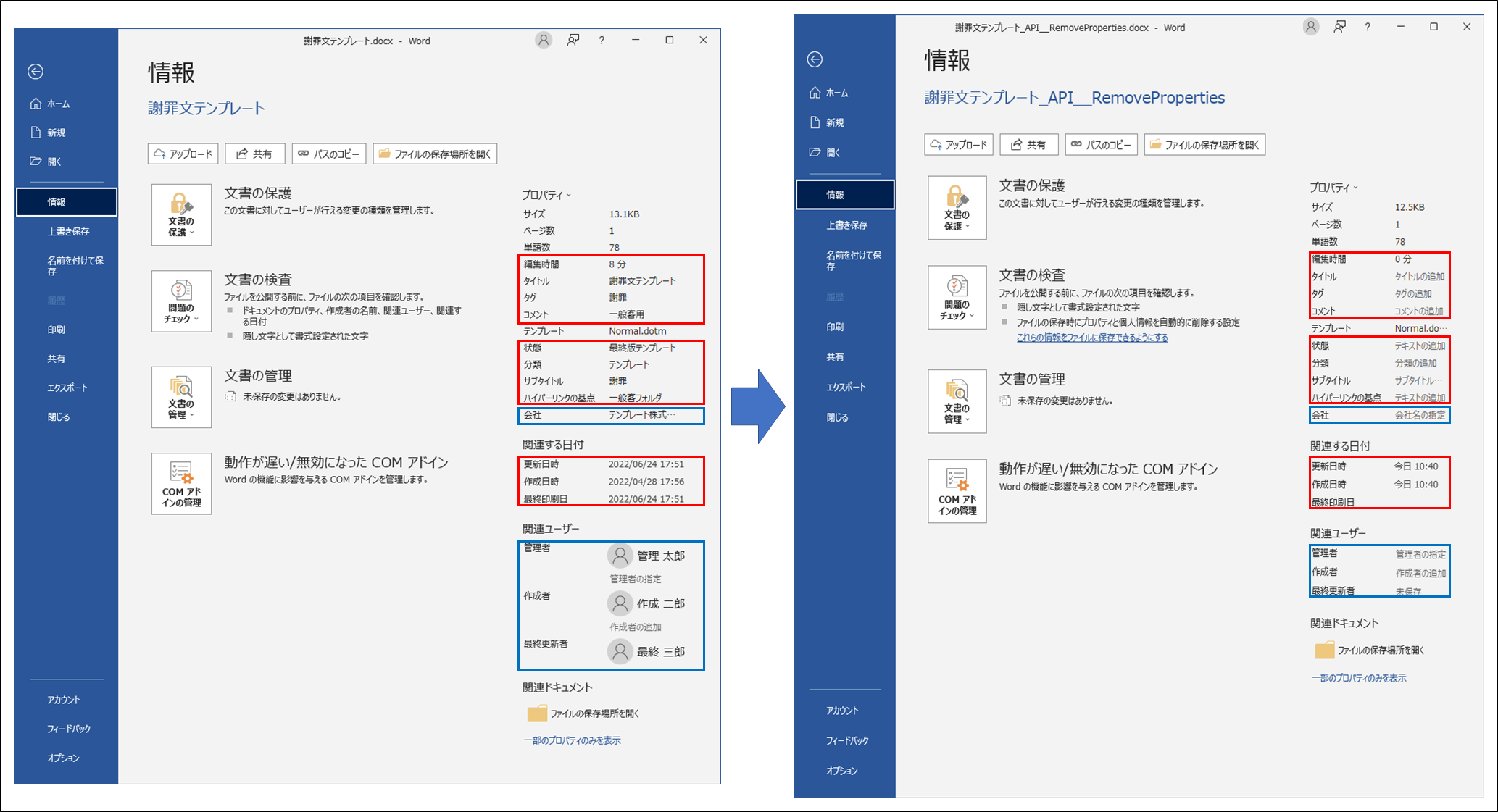 Remove Infomations image by Word API